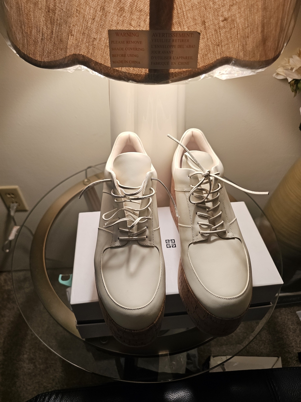 Jeffrey Campbell  White Leather Platform Loafers